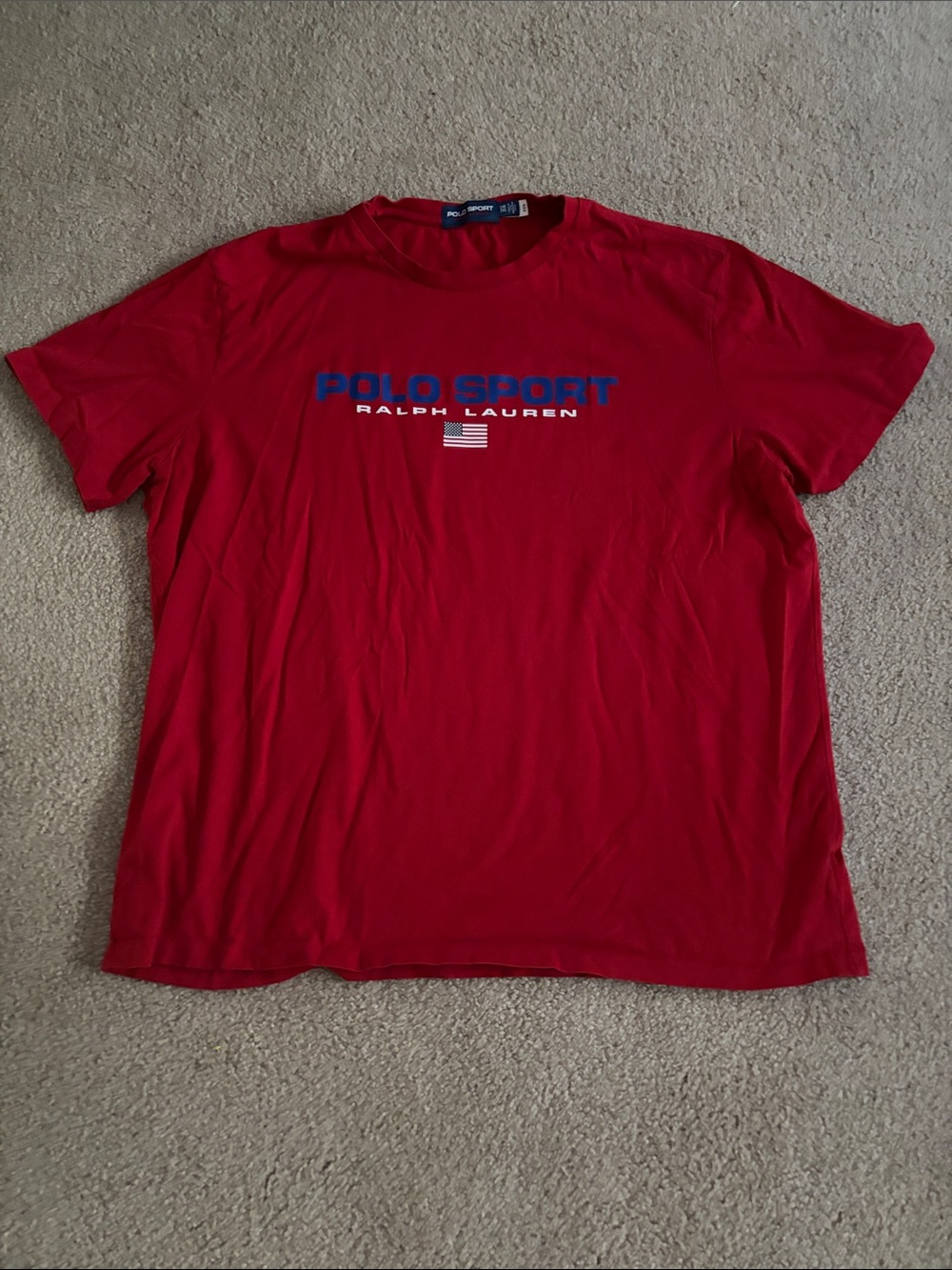 Ralph Lauren Polo Sport Red Graphic Tee with Blue Logo size 2XB